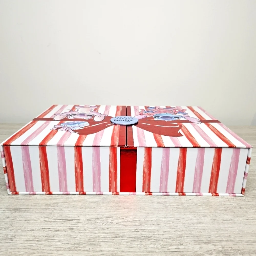 Disney Lilo and Stitch Keepsake Storage Container Striped Bow Magnetic Box